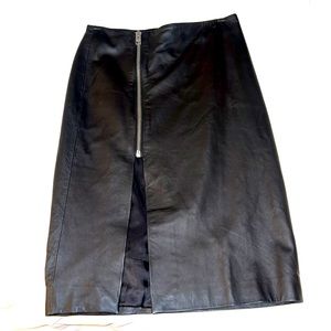 All Saints Black lined Leather midi Skirt